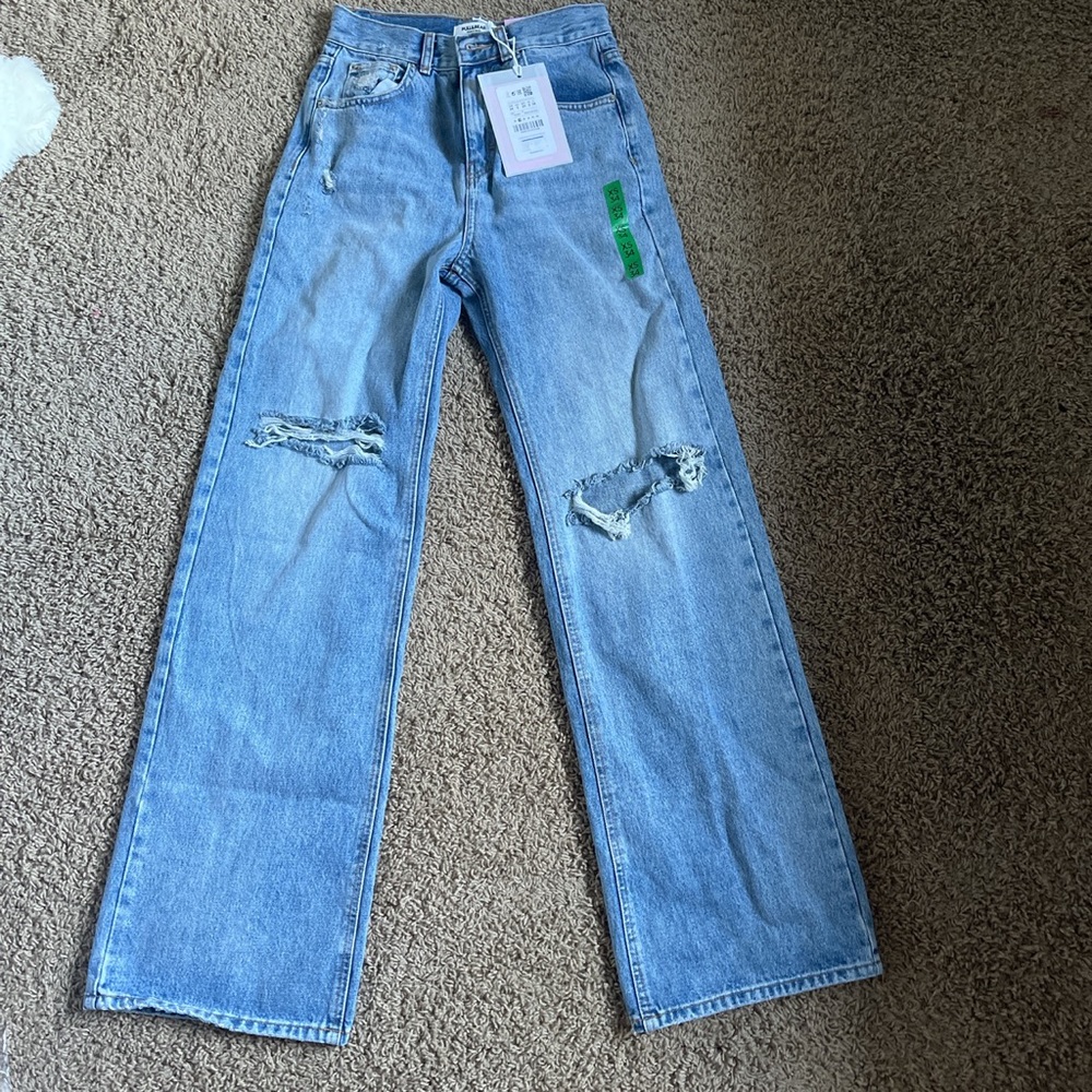 pull and bear high rise wide leg jeans